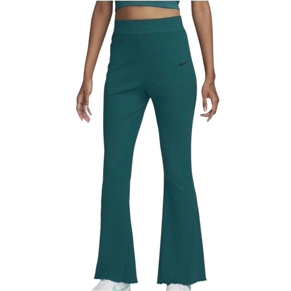 NIKE Turquoise Ribbed Flare Athletic Yoga Pants NWOT Size S